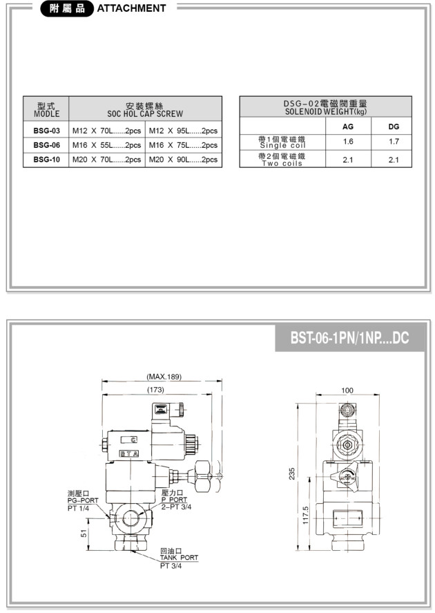 BSG、BST系列電磁溢流閥